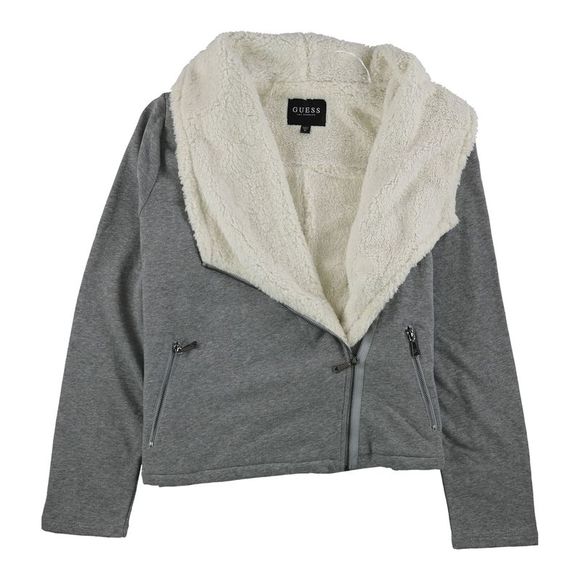 Guess Jackets & Coats Guess Womens Sherpa Motorcycle Jacket Grey Nwt Poshmark